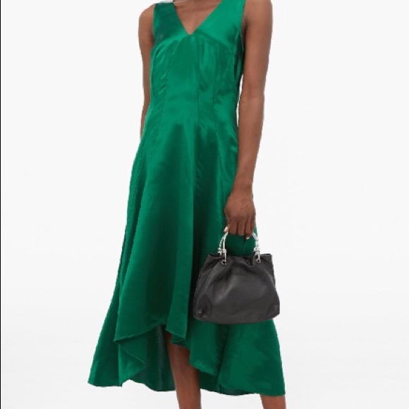 NWT Sies Marjan Green Miriam Satin Midi Dress XS holiday dress - Picture 3 of 8